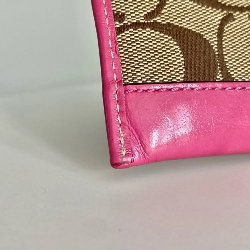 Coach Monogram Pink Leather Cardholder